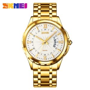 Skmei 9069 Men's Japanese Quartz Movements Watch Gold White.